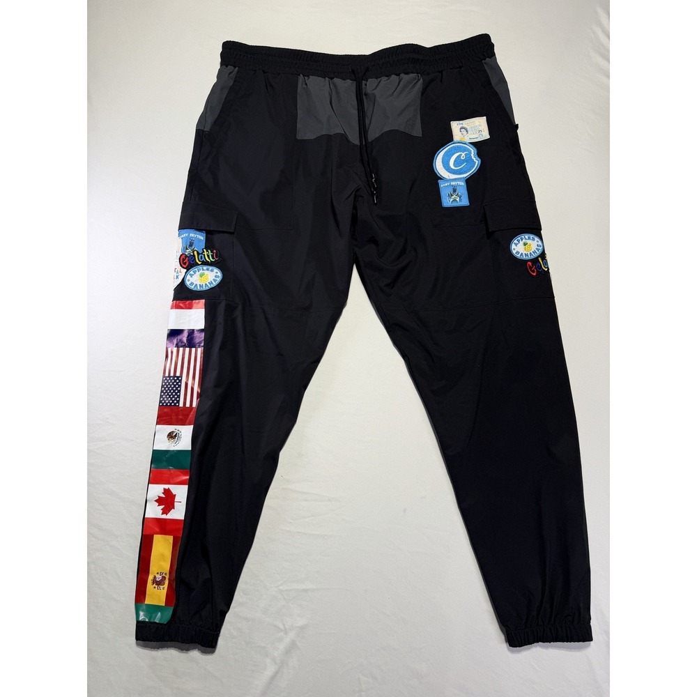 Cookies Cargo Jogger Pants Patches Flags Black Men's 4XL Streetwear